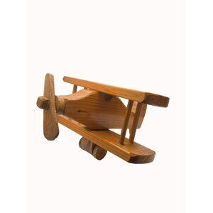 VTG Blevins Wood Model Airplane BiPlane Handmade Signed Kentucky Collectible Toy